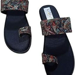 Ladies Chapple with Multi-Coloured Pattern Straps, Black-image-40