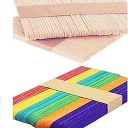 Eclet 100 Sticks(50 Colored and 50 Plain) Sticks Natural Wooden ice Cream Sticks for School Projects-15