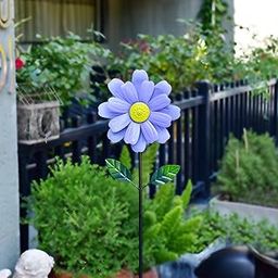 THE STYLE SUTRA Sunflower Standing Wind Sculpture with Stake for Yard Art Decor Height 116cm Blue-image-5