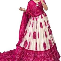 Women's Tussar Silk With Floral Print And Foil Print Lehenga choli Set(GALGOTO)-picture-49