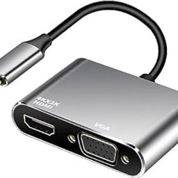RuhZa USB C to HDMI VGA Adapter, 1080P USB Type-C to VGA HDMI Converter Thunderbolt 3 to Dual Screen Connector for MackBook Pro/iPad Pro, Galaxy S9/S8, Surface Pro, Dell XPS 13/15, Chromebook-0