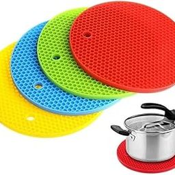 THE SR BRAND Sr 4 Pcs Multi-Purpose Silicone Trivet Mats Round Pot Holder Hot Pot Mats Hot Pad Jar Opener Spoon Rest Heat Resistant Non-Slip Durable Flexible Dishwasher Safe For Home Use-3