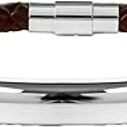 Dexter Men's Leather Bracelet | Brown Braided Leather with Polished Silver-Tone Bar | Stainless Steel | Magnetic Clasp | Sleek & Stylish Pick for Office, Travel & Gifting-image-79