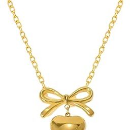 Bow Heart Drop Locket for Girls Pendant for Women Stylish | Korean Chain for Girls Stylish Dainty Necklace for Women | Fashion Jewellery, Aesthetic Accessories Heart Necklace-0