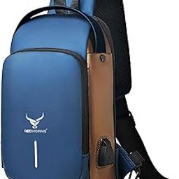 Waterproof Crossbody Chest Bag for Men & Women with USB Charging Port Unisex Design Anti-Theft Zipper Password Lock Shoulder Bag, Sling Bag for Travel (Blue)-picture-42