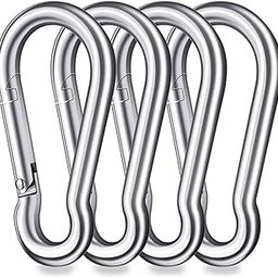 SIGNATRON Stainless Steel Spring Snap Hook Carabiner | Hook Swing Connector | Heavy Duty Multipurpose (Silver) (Pack of 4)-image-72