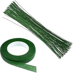 PRANSUNITA 70 pcs - Dark Green Paper Wrapped Floral stem Wire 12 Inch with Flower Paper Tape for Bouquet Stem Wrapping Flower Making Accessory (12 Inch 22 Gauge)-image-77