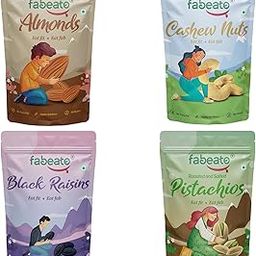 Fabeato Premium Dry Fruits and Nuts Combo (4 x 200 g) Almonds, Cashews, Pistachios, Seedless Black Raisins-image-35