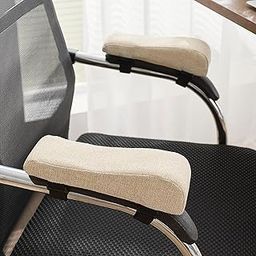 UJEAVETTE Office Chair Armrest Pad Home Use Nonslip Chair Arm Padding Ergonomic Design Beige-image-1