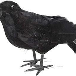 wowobjects® Vivid Crow Prop Bird Statue Halloween Realistic Black Feathered Crows Decor-image-21