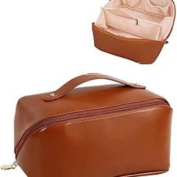 Large Capacity Travel Cosmetic Bag With Handle And Divider - Multifunctional Makeup Bag For Easy Access, Waterproof- (-Brown), 10 Cms-27