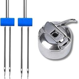 Zenith 2 Twin Needles and 1 Premium Bobbin Case Combo for Automatic Sewing Machines Like Usha Janome, Brother, and Singer Fashion Maker, Steel (2 Twin Needle + 1 Bobbin Case)-image-72