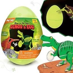 Imagimake Mapology Glow in The Dark Dinos & Egg |3D Dinosaur Puzzle for Kids | Build and Play with Glowing Dinosaur Toys | Birthday and Return Gifts for Kids Ages 5,6,7,8,9-84