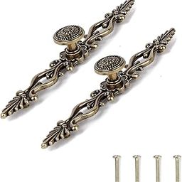 2 Pcs Wardrobe Handle, Vintage Drawer Handles for Home Furniture, Cabinet Door Pull Handle in Antique Finish, Easy Installation for Wardrobes and Drawers-image-5