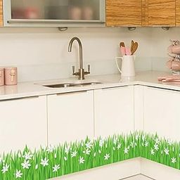 INKFENCE 127 cm Green Grass Flowers Wall Stickers Baseboard Wall Stickers Decorations Self Adhesive Sticker (Pack of 1)-image-73
