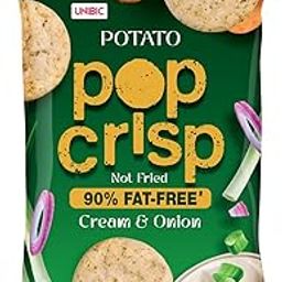 UNIBIC Pop Crisp I Potato Chips I Cream & Onion I Popped Chips I Not Baked Not Fried |90% Fat Free | Low Calorie | Healthy Snacks I 40 Grams-image-69