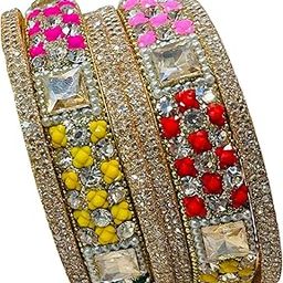 Nayra Nikhaar® Gold-Toned Multicolor Crystal Bridal Bangles Set for Women & Girls | Traditional Ethnic wedding casual multi occasion Wear Kada-image-87