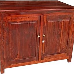 Solid Sheesham Wood Sideboard Tv Cabinet for Living Room | Free Standing Movable Tv Unit Side Board Table with 2 Door Cabinet Storage Furniture for Home | Rosewood, Natural Honey-picture-28