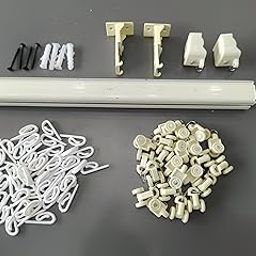 Kairo® Heavy-Duty Curtain Track with White Plastic Hooks, Wall Mount Drapery Rod, (4ft - Cream)-20
