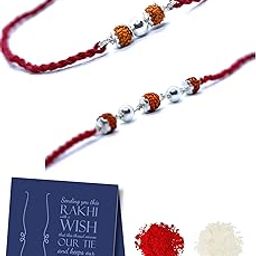 Men's Pure Silver Rakhi for Brother Rakshabandhan with Roli Chawal Combo-image-9