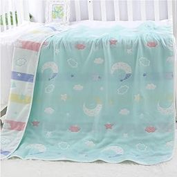 Koochie-Koo LightWeight Soft Cozy Cute Reversible Muslin Blanket for All Seasons, Multipurpose Nursery Quilt Wrap for New Born Toddlers Baby Boys & Girls - 106x106 cm (Pack of 1, Blue, Cotton)-image-76