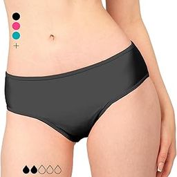 Period Swimwear - Black Menstrual Leakproof Bikini Bottoms - Mid Waisted Swim Bottoms for Teens, Girls, Women-image-46