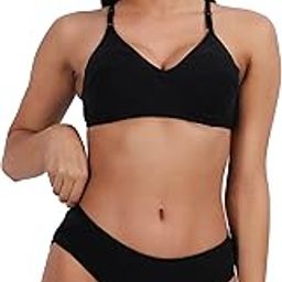 Non Padded Bra Panty Set - Made of Blend of Polyester and Cotton Full Coverage Non Wired Seamless Pushup Soft Cup for T-Shirt Saree Dress Sports Garment for Daily Use Everyday-picture-42