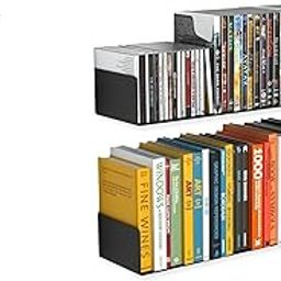 Metal 6 Tier Height Adjustable Bookshelf for Home Library | 5.4 Feet Book Shelf and Wall Mount Metal U Shape Shelf Book CD DVD Storage Display Bookcase Black Set of 2 Combo Pack-16