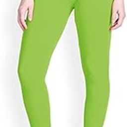 LALIMA Hand Art Women Cotton Lycra Premium Light Green Skinny Fit Ankle Leggings for Women-image-6