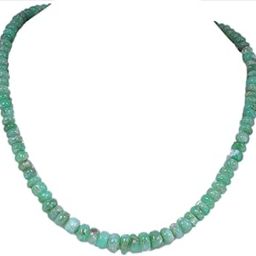 Chrysoprase Gemstone Round Cabochon Bead Necklace-image-72