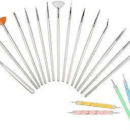 D.B.Z. 20 Pcs Nail Art Brushes, Nail Art Design Painting and Drawing UV Polish Brush Tool Kit,Dotting Tool, Acrylic Nail Art Design Painting Tool Pen Polish Nail Brush Set-22