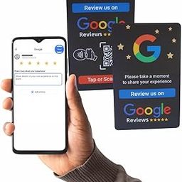 Review Card with NFC & QR Code- Easy Tap or Scan to get Customer Feedback - Boost Customer Reviews- Compatible with iPhone & Android - No App, No Subs(Black)-59