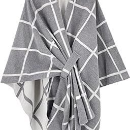 Women Poncho Shawl Cardigan Open Front Elegant Cape-image-5