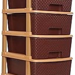 Smarttex™ Plastic Modular Drawer Storage Chest Of Drawers Organizer Storage Box, Large Stomo Racks For Multipurpose Anti-slip Shoes Organizers (Brown, 6 Layer)-image-42