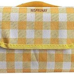 Nispruhay Large Picnic Beach Blanket Mat Foldable Waterproof Sand Mat for Beach Camping Hiking Travel Outdoor Family Concerts (60 x 80) (Yellow Picnic Mat)-image-36