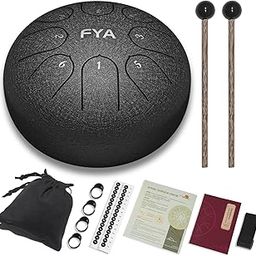FYA 6 Inch Steel Tongue Drum 8 Notes C Major for Kids and Adults with Rubber Mallets, Finger Picks and Padded Travel Bag, Unique Gifts for Him or Her (Black)…-image-52