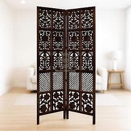AS Wooden Handicraft Wooden Partition for Living Rooms Wall Dividers,Screen Separator Room Divider for Hall Wall Panels for Pooja Room/Kitchen/Bedroom/Office/Restaurant 6 Feet (Brown) (2 Panel)-image-58