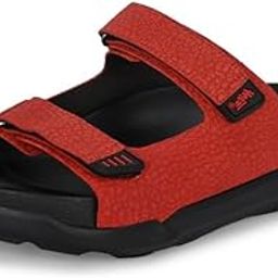 Men's Red Leather Open Toe Slippers-picture-24