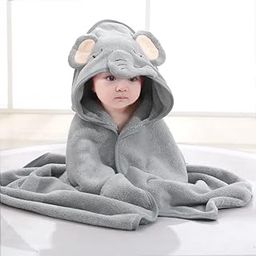 MumsLap Hooded Baby Towel - Premium Soft Baby Bath Towel for Bathtub for Newborn, Infant-Ultra Absorbent, Natural Baby Stuff Towel for Boys and Girls (Bear, Kitty & Puppy) (Elephant) | Polyester Blend-image-20