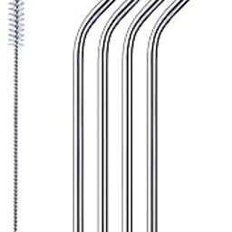 Oblivion Reusable BPA-Free Dishwasher Safe Stainless Steel Drinking Straws | 4 Bent Straws and 1 Cleaning Brush - Set of 5-image-73