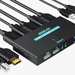KVM Switch, SGEYR KVM Switch HDMI,USB Switch for 2 Computers Sharing Mouse Keyboard Printer to One HD Monitor, Support 4K@30Hz,1 HDMI Cables and 2 USB Cables Included-22