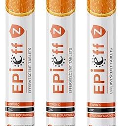 Ethiglo Epieff-Z Vitamin-C, Zinc And Citrus Bioflavonoids - Immunity Booster Supplements : 20 Effervescent Tablets : Pack Of 03-2