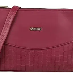 metro Maroon Faux Leather Premium Zipper Casual Sling Bag For Women (66-7249)-picture-27