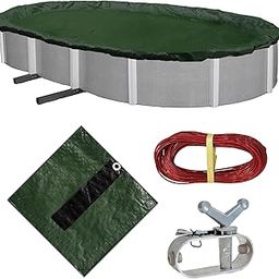 Blue Wave Silver 12-Year 18-ft x 34-ft Oval Above Ground Pool Winter Cover-27