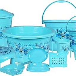 Novesto Heavy Duty,Large Capacity Plastic Bathroom Set of 10 Pieces - Cyan(Queen)-image-91