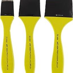 Art Asia Synthetic Triple Hair Flat Paintbrush - Set of 3pc for Watercolor and Acrylic Painting Green-17