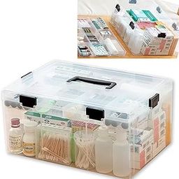 Premify Large Plastic Medical Storage Box, Family Emergency Medical Travel Kit, Child Proof Medicine Box Organizer Pill Case With Compartments And Handle, Medicine/Toys/Tools Storage Organiser-image-20