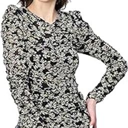 Women Black Floral Polyester Print Garthered Top-image-26