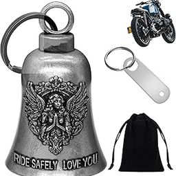 Guardian Angel Bell for Bikers, Motorcycle Keychain with Keyring & Bag, Ride Safe Good Luck Charm for Riders, Men & Women, Gremlin Bike Bell for Motorcycle Riders-image-87