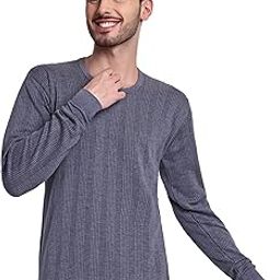 Zeffit Striped Cotton Blend Thermal Top for Men | Full Sleeves | Upper | Mens Inner Wear | Round Neck-image-86